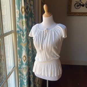 Banana republic cream linen cotton blend small waist top